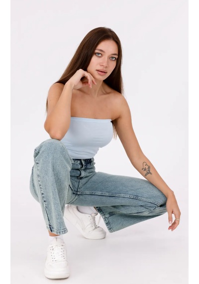 Eseclass Denim Jean Boru Paça Buz Mavi