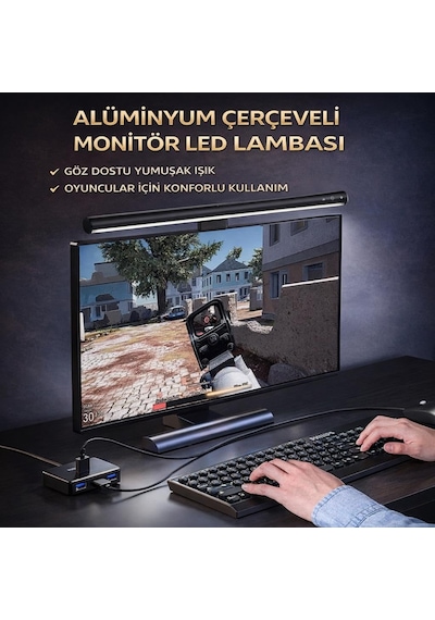 Coofbe Alüminyum 50cm Ayarlanabilir Led Monitör Işığı Lambası İ-wok Kademeli Parlaklık Ayarlı Pc Ekran Işığ Diğer