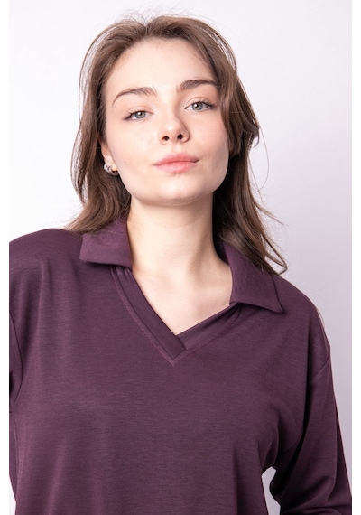 Kadın Yumşak Dokulu Esnek Kumaş V Yaka Yakalı Düşük Omuzlu Dirsek Boy Kollu Oversize Bluz-bordo Bordo Kadın Yumşak Dokulu Esnek Kumaş V Yaka Yakalı Düşük Omuzlu Dirsek Boy Kollu Oversize Bluz-bordo Bordo