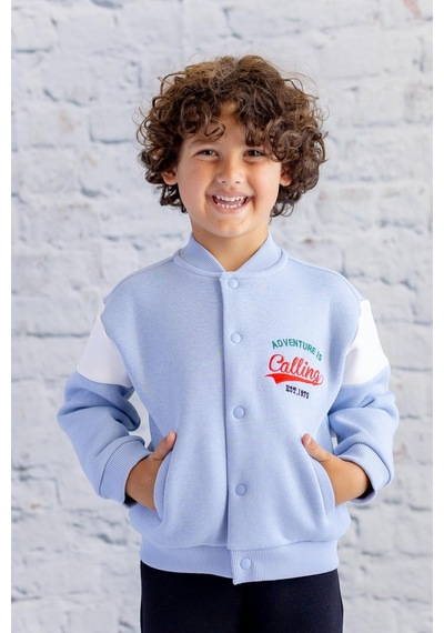 Zeyland Unisex Çocuk Baskılı Kolej Ceket - Mavi Mavi