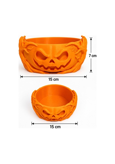 Cadılar Bayramı Halloween Balkabağı Şekerlik Korku Temalı Dekoratif Şeker Çikolata Kasesi Turuncu Turuncu