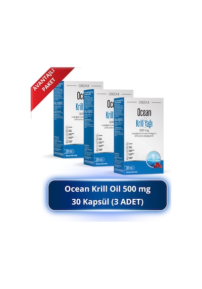 Ocean Krill Oil 500 Mg 30 Kapsül 3 Adet