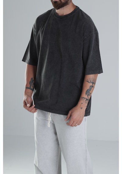 Cocopelli Yıkamalı Antrasit Oversize T-shirt Coc1304 Antrasit