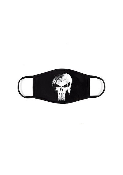 Bant Punisher Desenli Pamuklu Yıkanabilir Maske Siyah