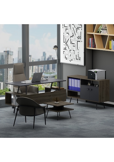 Lagomood İrony Maxi Ofis Takımı Antrasit Ceviz