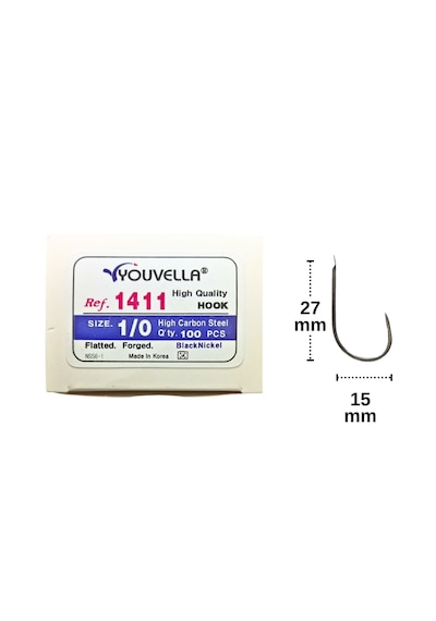 Youvella 1411 No:1/0 Kore Olta İğnesi Siyah Nikel 100 Adet