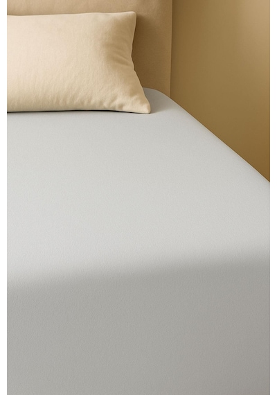 2 Adet Düz Pamuklu Tek Kişilik 140 X 200 Cm Lastikli Penye Çarşaf Beyaz - Gri