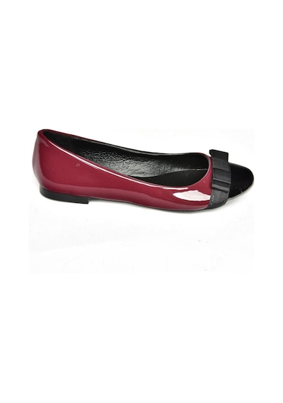 Fox Shoes S726019508 Bordo/siyah Rugan Kadın Babet Bordo - Siyah