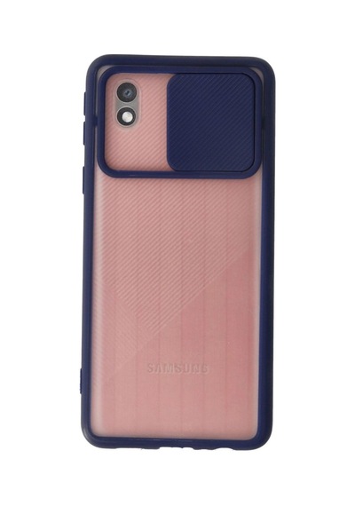 Samsung Galaxy Uyumlu-  A01 Core Kılıf Palm Buzlu Kamera Sürgülü Silikon - Lacivert Çok Renkli