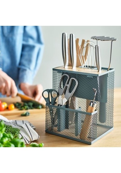 Ikea Vımpelfısk Çatal Bıçaklık, Bambu-gri-turkuaz