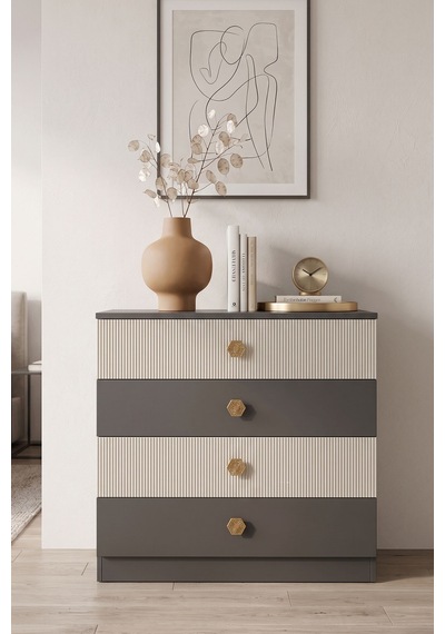 Merani Modern 4 Çekmeceli Antrasit Ve Beyaz Şifonyer Antrasit Beyaz Merani Merani Modern 4 Çekmeceli Antrasit Ve Beyaz Şifonyer Antrasit Beyaz Merani