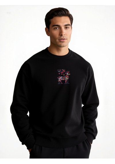 Geyik Unisex Sweatshirt Siyah