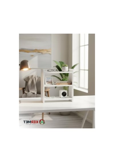 Beyaz Renkli Masa Üstü Kitaplık Rafı, 2 Raflı Mini Dolap 43,6 X 18 X 50 Cm Boyutunda Abanoz - Beyaz Beyaz Renkli Masa Üstü Kitaplık Rafı, 2 Raflı Mini Dolap 43,6 X 18 X 50 Cm Boyutunda Abanoz - Beyaz