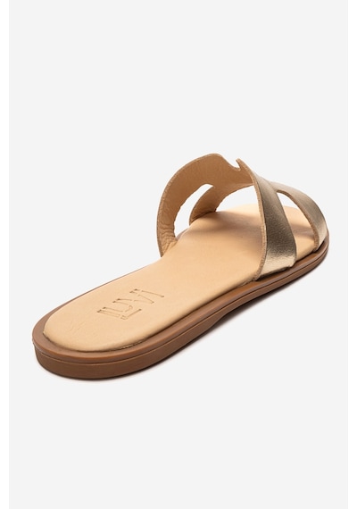 Luvishoes Bıora Altın Hakiki Deri Kadın Terlik