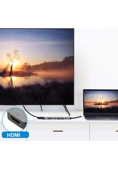7 İn 1 Type C Usb 3.0 Hub Hdmı Sd Hafıza Kart Adaptörü Apple Uyumlu MacBook