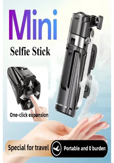 3'ü 1 Arada Taşınabilir Mini Tripod & Selfie Çubuğu Titreşim Önleyici Tripod Bluetooth Kumanda 43cm