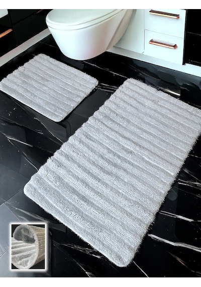 Shalta Açık Gri 2li Banyo Paspası 60x100 50x60 Cm Açık Gri