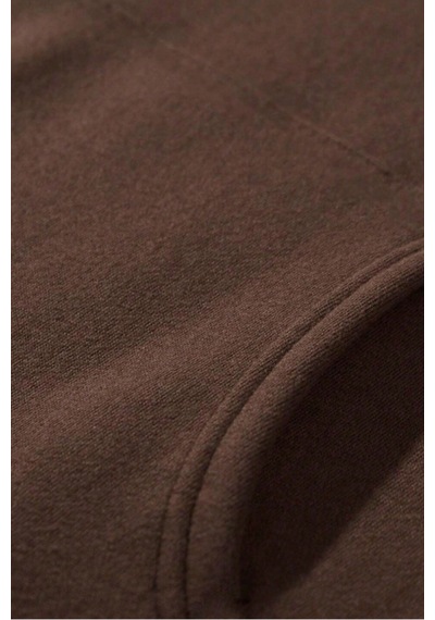 Tarz Cool Regular Kapüşonlu Sweatshirt Erkek Unisex 3 İplik Şardonlu %100 Pamuk Basic Hoodie Kahverengi