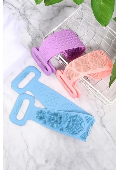 Çift Taraflı Banyo Sırt Kesesi Silikon Duş Lifi Fırçası 70 Cm