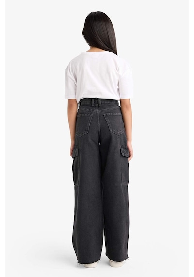 Defacto Kız Çocuk Wide Leg Kargo Geniş Paça Jean Pantolon E7323a825aunm36 Antrasit