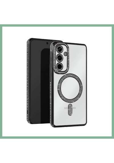 Bşkvirgo Samsung Galaxy S25 Uyumlu Edge Joke Simli Magneticsafe Kılıf - Siyah Bsk2026