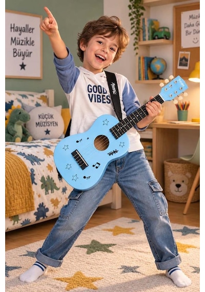 Midex Cg-230bl Çocuk Klasik Gitar Seti 3-8 Yaş 23 İnç 58 Cm Mavi Çocuk Gitarı Seti