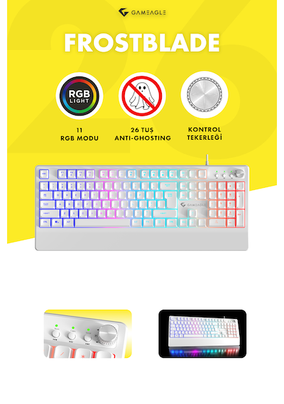 Gameagle Frost Blade Mekanik Hisli Bilek Destekli Rgb Aydınlatmalı Gaming Klavye Oyuncu Klavye