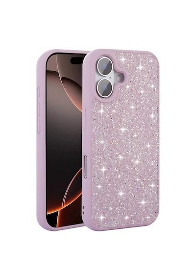 Zore İphone 16 Kılıf Parlak Taşlı Tasarım Nvth Pırlanta Kapak - Pembe