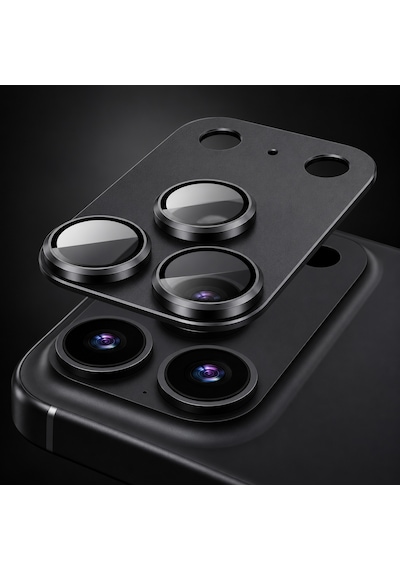 Apple iPhone 18 Pro Uyumlu Pürüzsüz Çerçeveli Tam Koruma Kamera Camı / Lens Koruyucu - Siyah