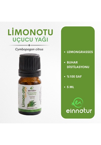 Limon Otu Lemongrasses Uçucu Yağı, 5 Ml, %100 Saf, Cymbopogon Citrus Essential Oil, Limonotu