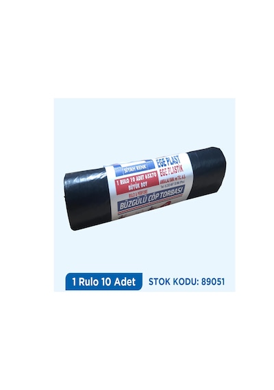 Çöp Torbası Büyük Boy Büzgülü Siyah Hışır 65X70 6 Rulo