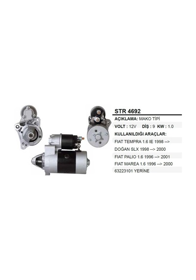Slx - Tempra - Tıpo - Uno Sekmansız Marş Dinamosu - 9 Diş