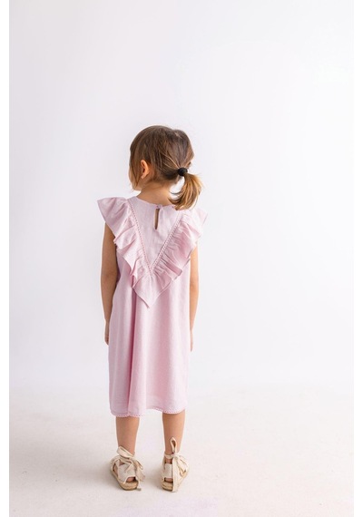 Oliventhekid Etek Ucu Ve Arkası Dantelli Elbise Pembe Pembe