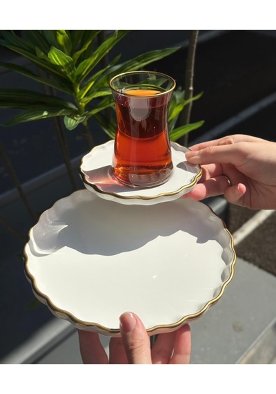 18 Parça Modern Daisy Pasta Çay Saati Seti-4369 Beyaz