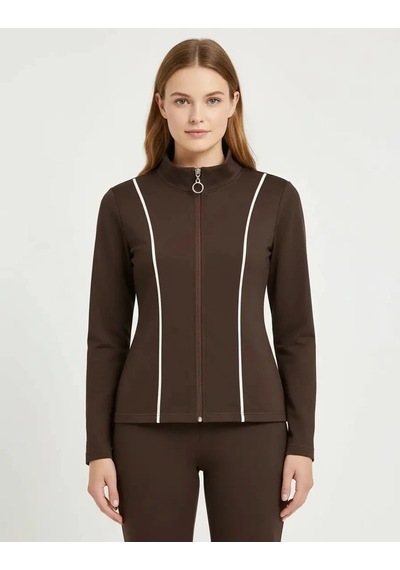 Nazzain Biye Detay Dar Kesim Sweatshirt Kahverengi