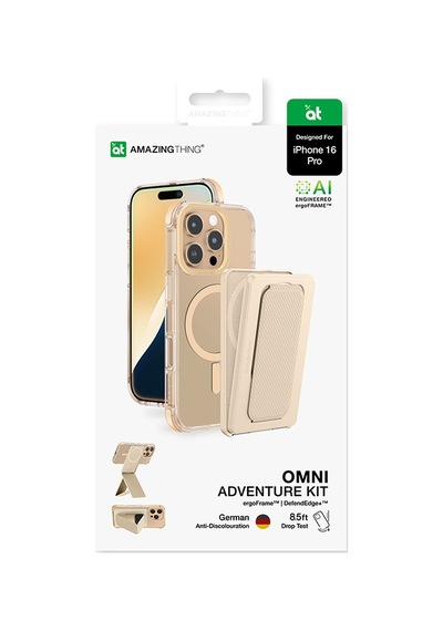 Apple Uyumlu iPhone 16 Pro Kılıf Magsafe Standlı Kartlıklı Set Amazingthing Omni Adventure Seri Rose Gold