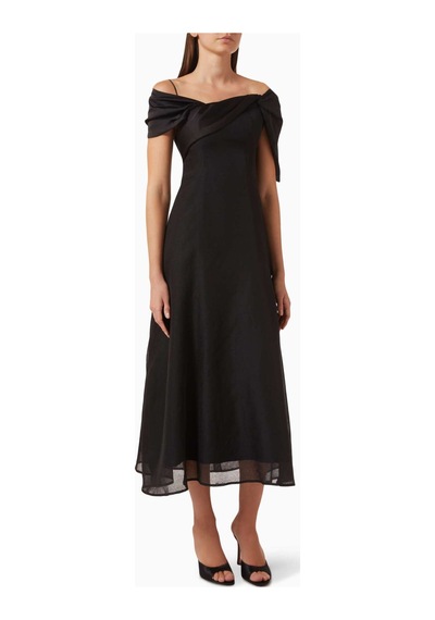 Eegen Studio Kristal Off - Shoulder Midi Elbise - Şık Tasarım, A - Line Kesim Ve Zarif Detaylarla Siyah