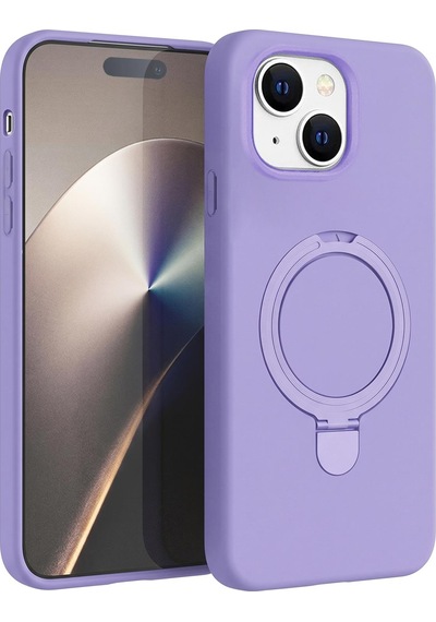 Microsonic Apple iPhone Uyumlu 15 Kılıf Aura Stant Magsafe Lila -