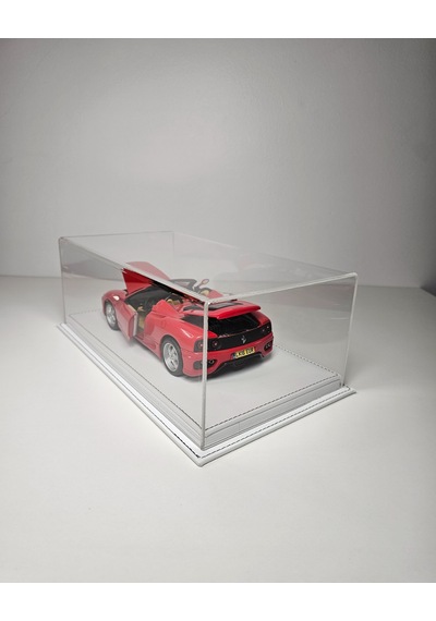 1:18 Model Araçlar İçin Beyaz Deri Tabanlı Pleksi Case