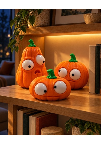 Hareketli Gözlü 3 Lü Halloween Kabak Dekor Seti Pla 3d Baskı