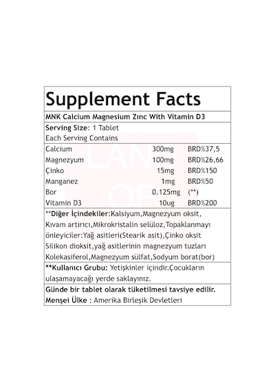 Mnk Calcium Magnesium Zinc With Vitamin D3 120 Tablet