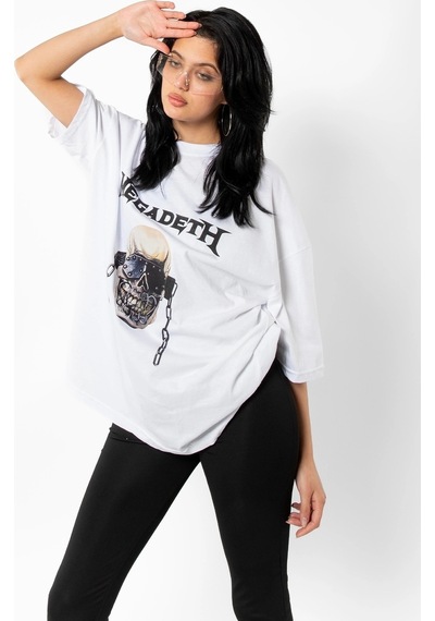 Tarzsokak Megadeth Baskılı Beyaz Unisex Oversize