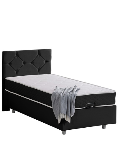 Glamis Tek Kişilik Baza Başlık Letto Yatak Seti - Antrasit 90 x 190