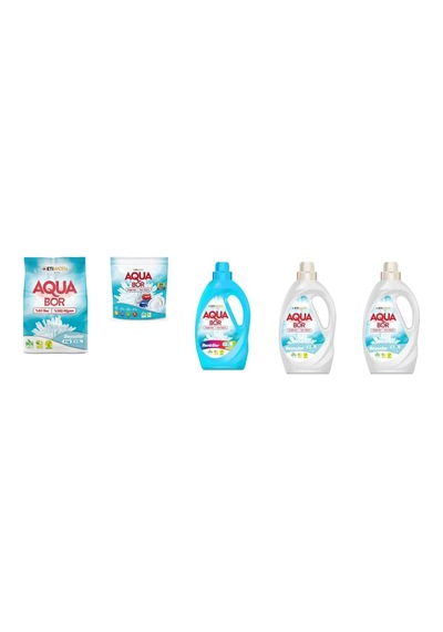 Aquabor Doğal Mineralli 4 Kg Beyaz + Tablet + Sıvı Renkliler + Sıvı Beyaz + Sıvı Beyaz 5 Li Set 0.75 LT - 2.5 LT - 12 KG 95859009