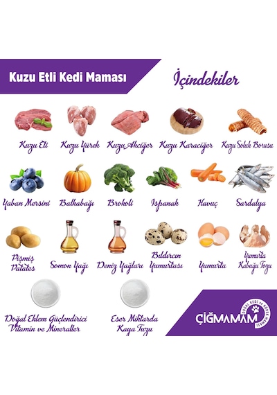 Kuzu Etli Tahılsız Barf Kedi Maması 4 Kg - 1000 G X 4