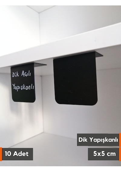 10 Adet Silinebilir Karatahta Siyah Etiket 5 x 5 CM Dik Yapışkanlı