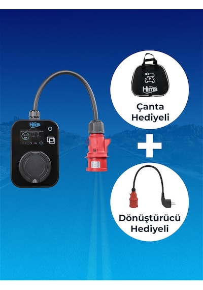 Hims 22kw Kilitli Soketli Siyah Taşınabilir Araç Şarj İstasyonu Hcts-22-s