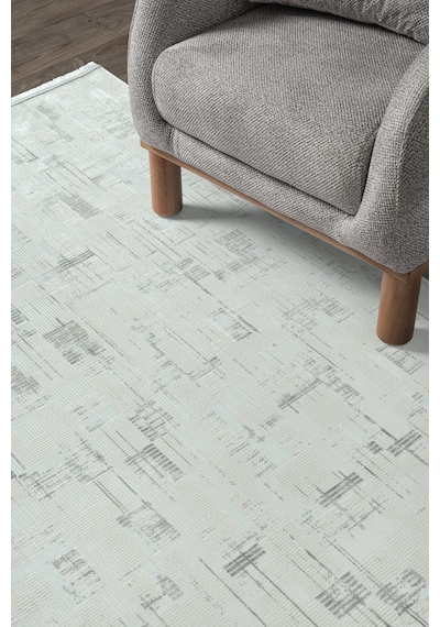 Bambum 1003 Gri Vintage Serpme Desenli Saten Kadife Halı Modern Kaymaz Tabanlı Salon Koridor Halısı Gri - Beyaz