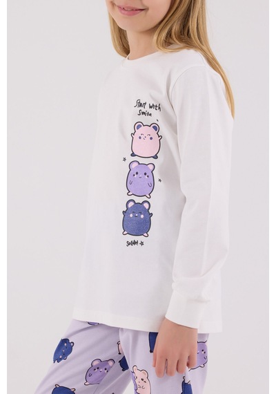 Rolypoly Kız Çocuk Beyaz Pijama Takımı Rp3704-c-v2 Beyaz