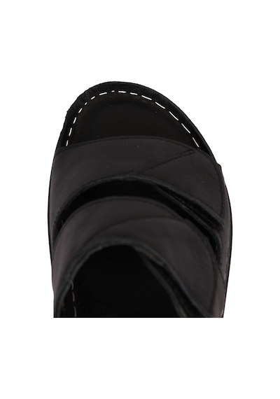 Napa Shoes Hakiki Deri Renkli Bantlı Rahat Taban Günlük Kadın Terlik Napa-305 Siyah